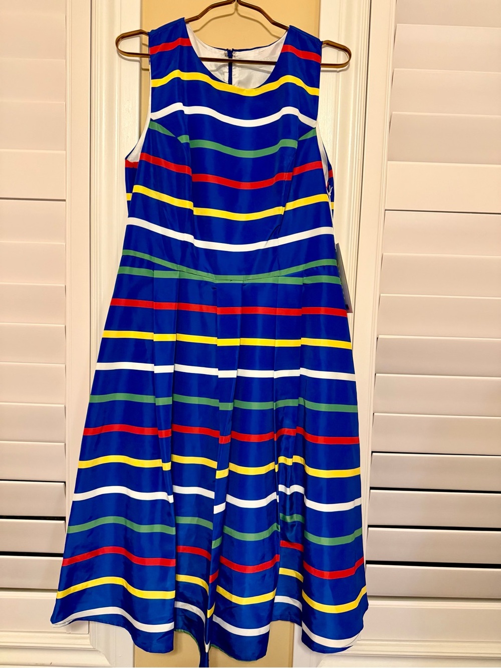 HBC Stripes Fit and Flare Taffeta dress -size 12-14